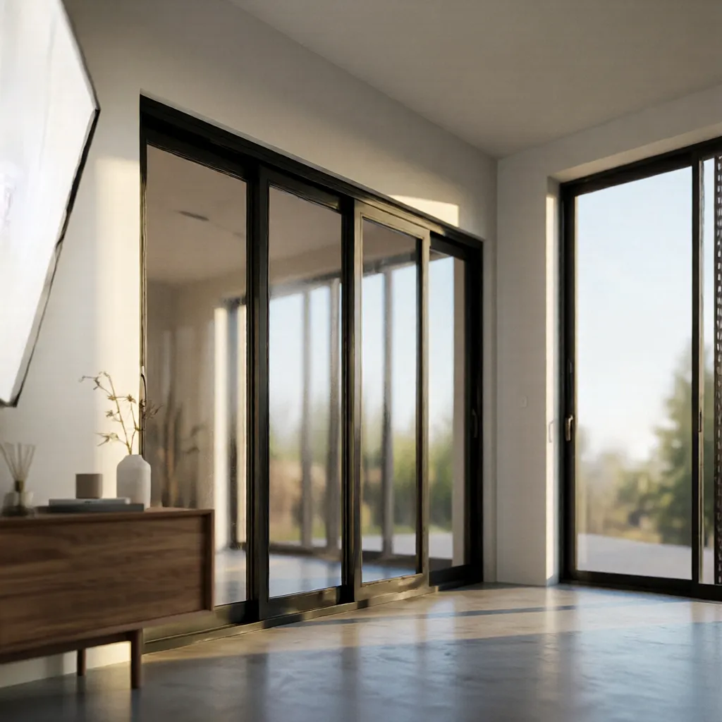 Euro Easy Slider 4 Panels,16'x8', Left Stacking, Black Finish - Image 5